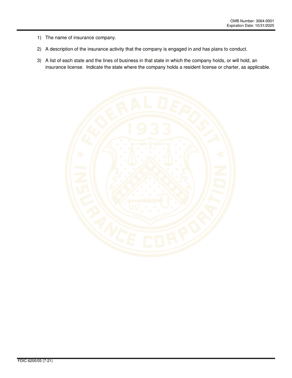 FDIC Form 6200 / 05 Interagency Charter and Federal Deposit Insurance Application, Page 10