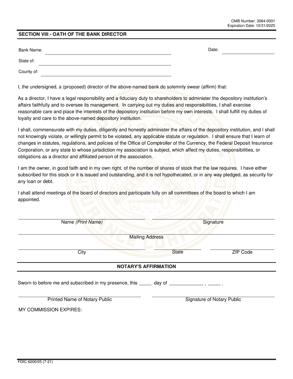 FDIC Form 6200 / 05 Interagency Charter and Federal Deposit Insurance Application, Page 14