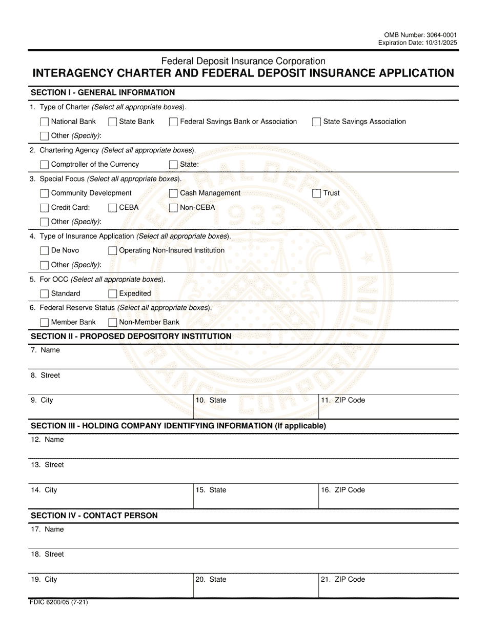 FDIC Form 6200 / 05 Interagency Charter and Federal Deposit Insurance Application, Page 4