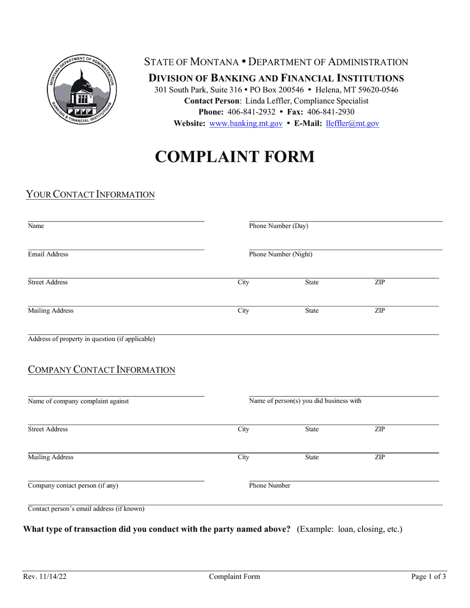 Complaint Form - Montana, Page 5