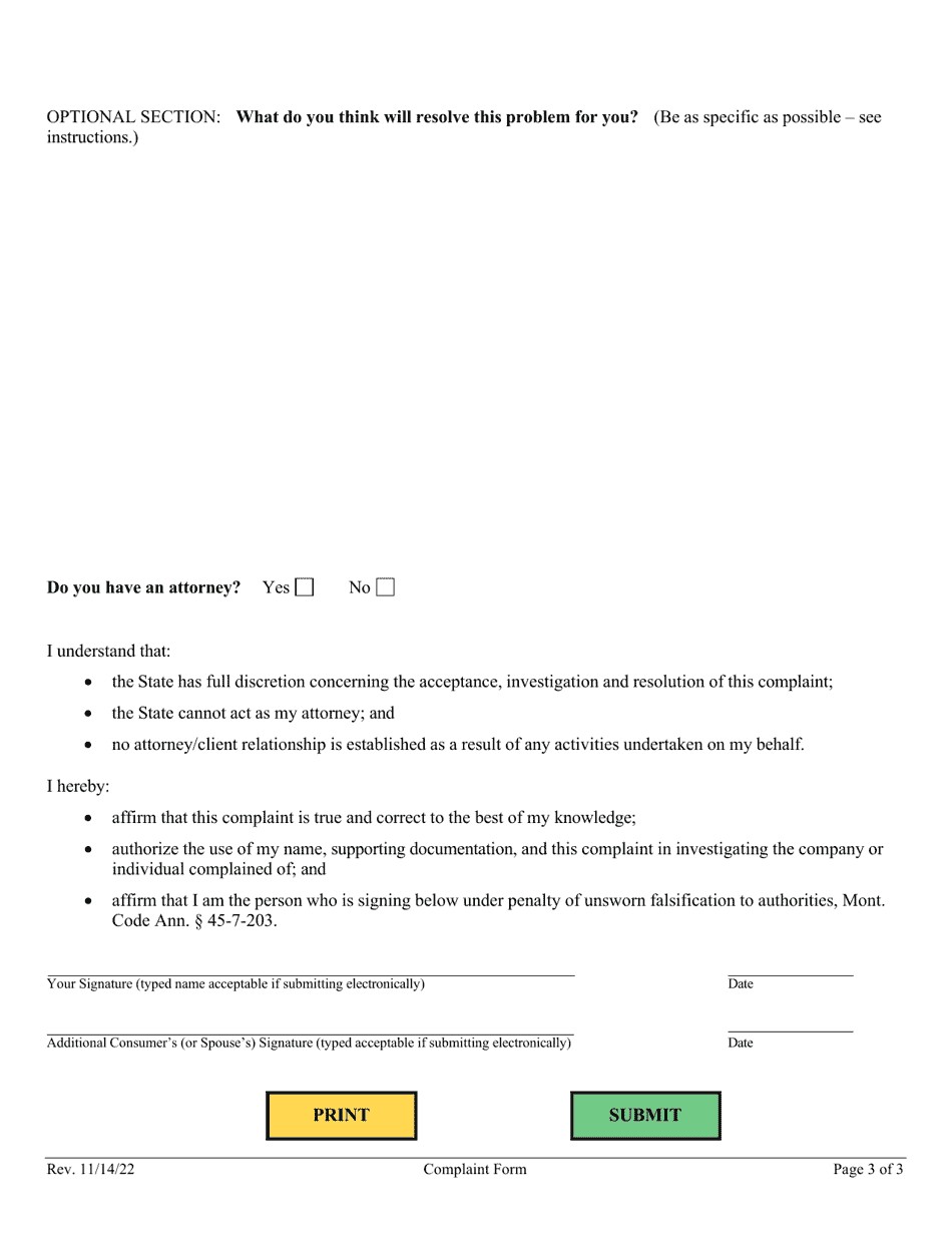 Complaint Form - Montana, Page 7