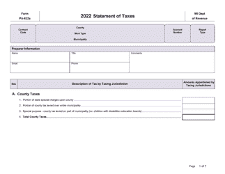 Document preview: Form PA-632A Statement of Taxes - Wisconsin, 2022