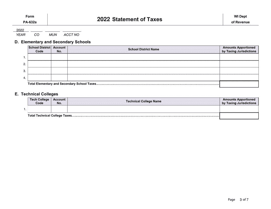 Form PA-632A Statement of Taxes - Wisconsin, Page 3