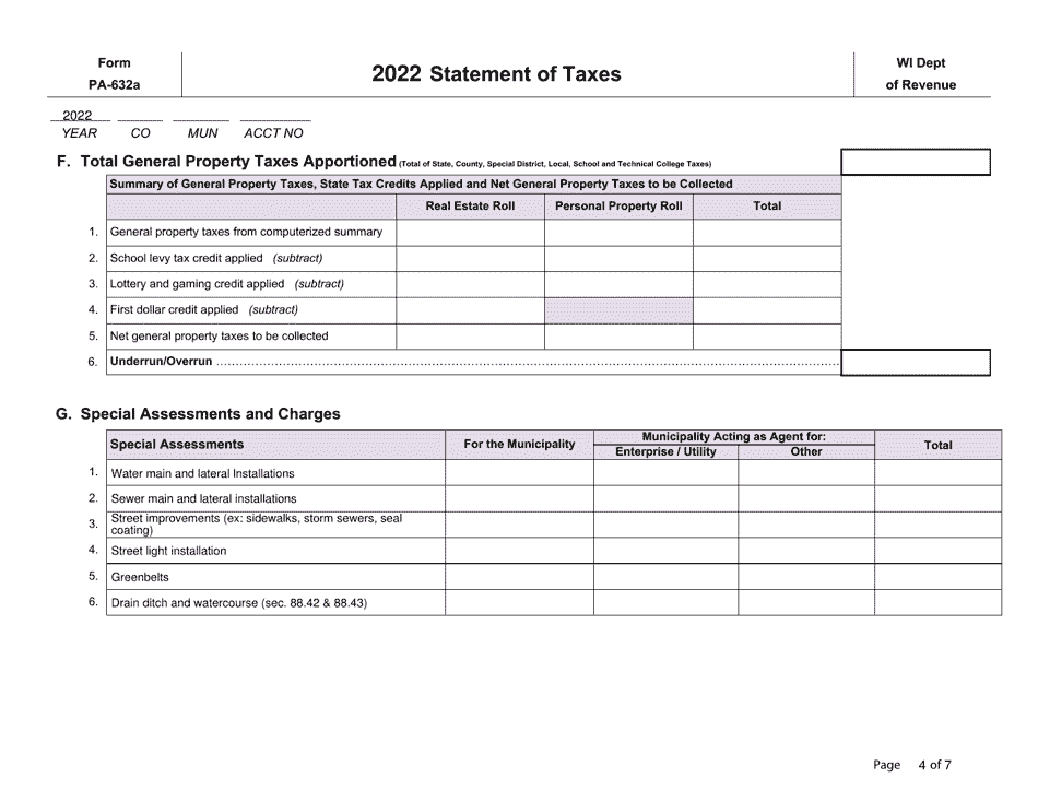 Form PA-632A Statement of Taxes - Wisconsin, Page 4