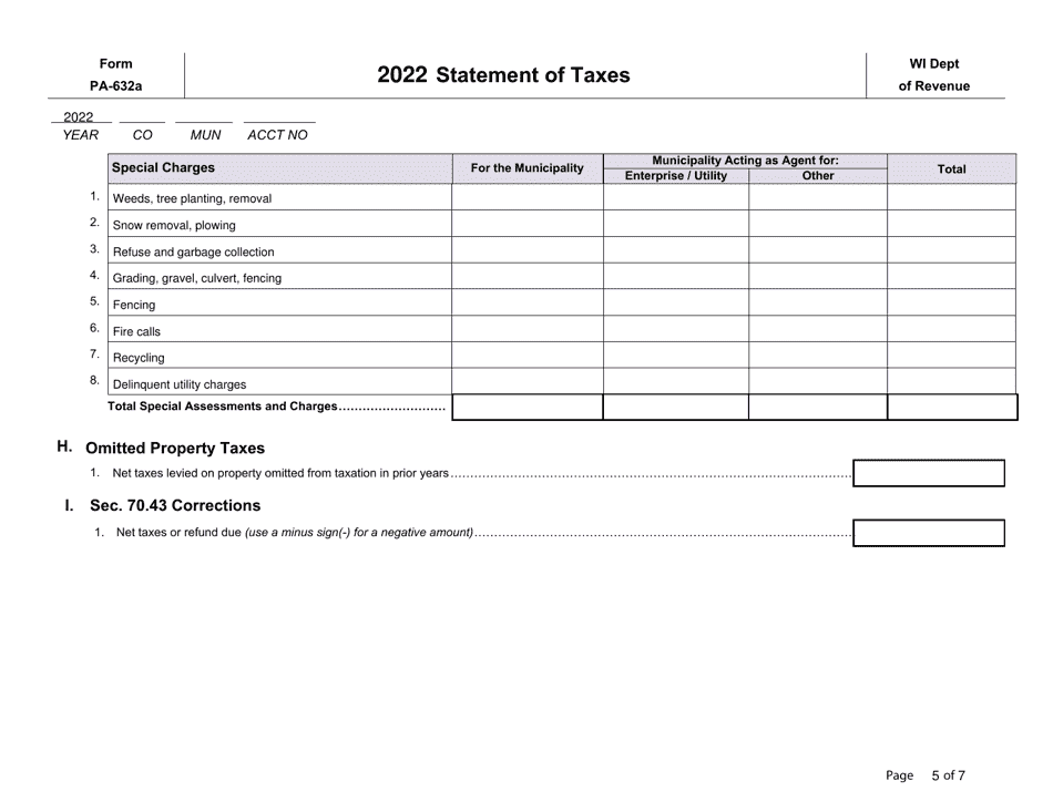 Form PA-632A Statement of Taxes - Wisconsin, Page 5