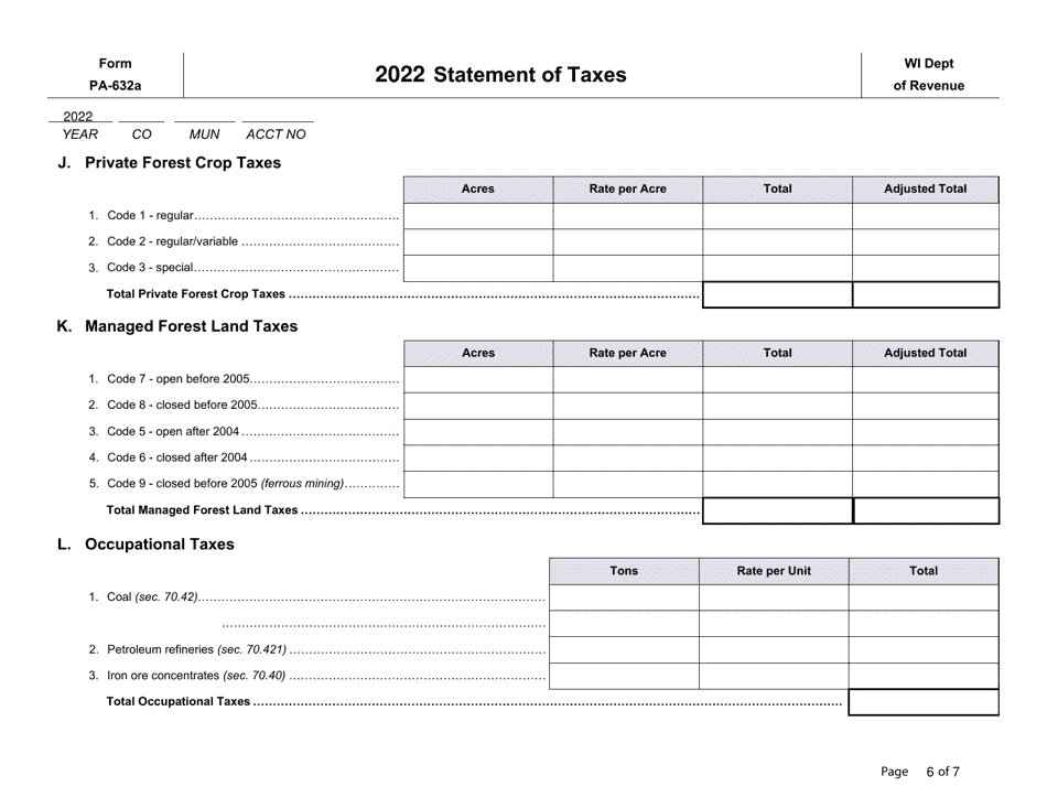 Form PA-632A Statement of Taxes - Wisconsin, Page 6