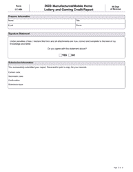 Form LC-664 Manufactured/Mobile Home Lottery and Gaming Credit Report - Wisconsin, Page 2
