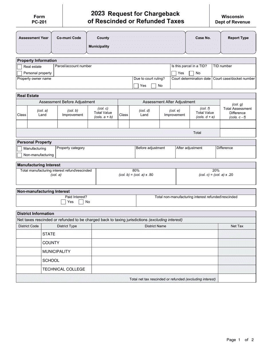 Form PC-201 - 2023 - Fill Out, Sign Online and Download Printable PDF ...