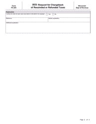 Form PC-201 Request for Chargeback of Rescinded or Refunded Taxes - Wisconsin, Page 2