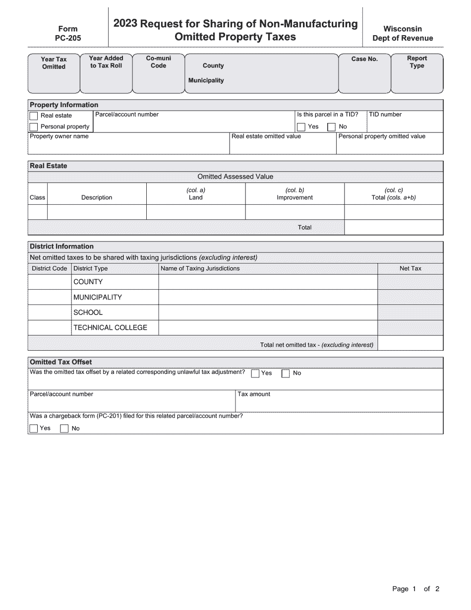 Form PC205 2023 Fill Out, Sign Online and Download Printable PDF