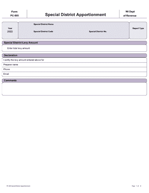 Form PC-505 2022 Printable Pdf