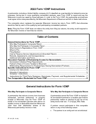 Instructions for Form 1CNP, IP-031 Composite Wisconsin Individual Income Tax Return for Nonresident Partners - Wisconsin