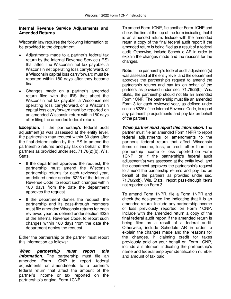 Instructions for Form 1CNP, IP-031 Composite Wisconsin Individual Income Tax Return for Nonresident Partners - Wisconsin, Page 3