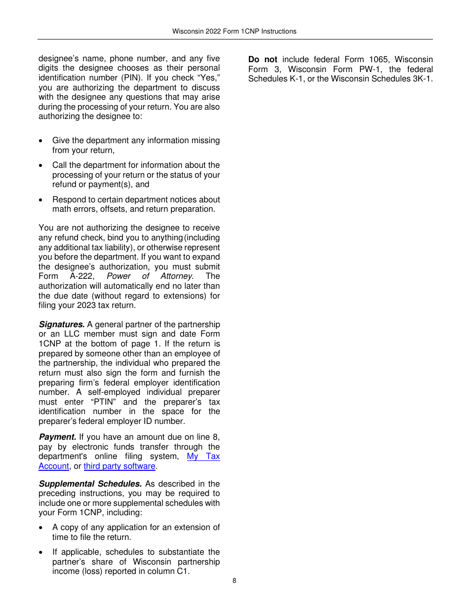 Instructions for Form 1CNP, IP-031 Composite Wisconsin Individual Income Tax Return for Nonresident Partners - Wisconsin, Page 8