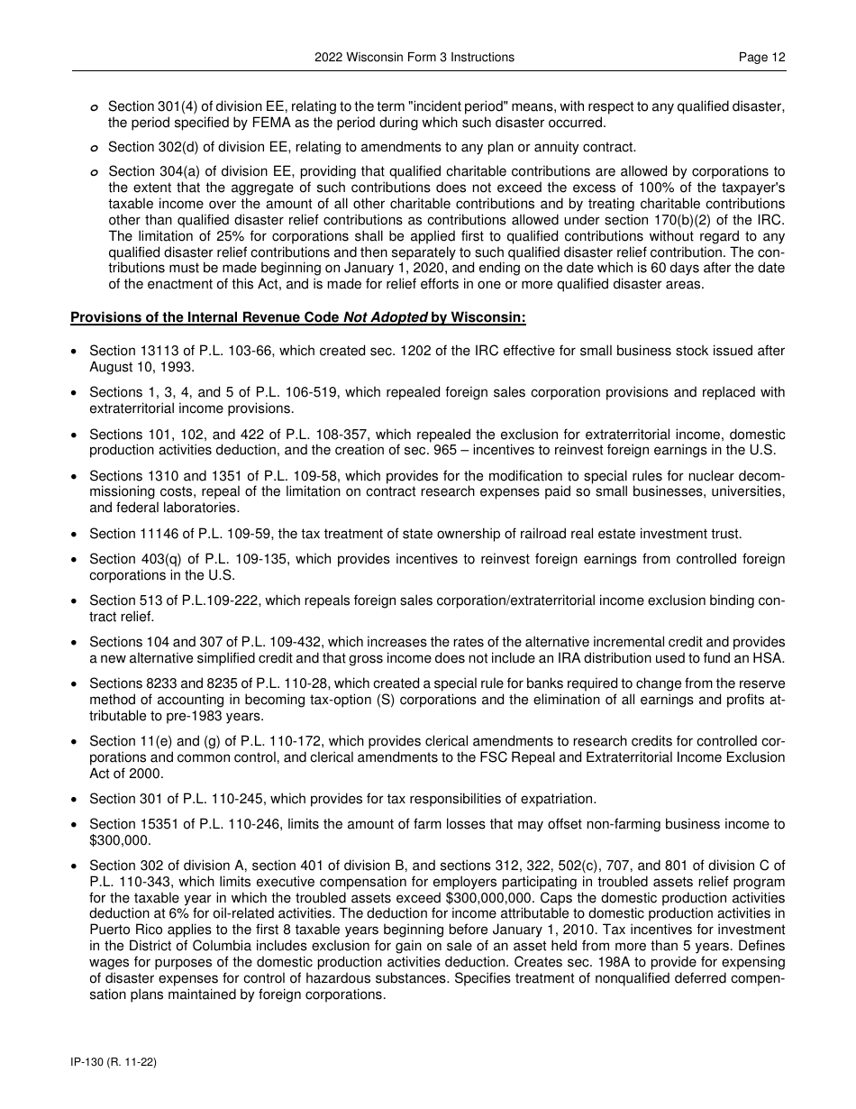 Instructions for Form 3, IP-030 Wisconsin Partnership Return - Wisconsin, Page 12