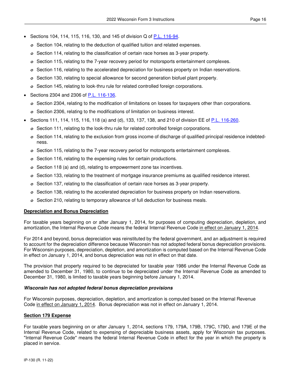 Instructions for Form 3, IP-030 Wisconsin Partnership Return - Wisconsin, Page 16