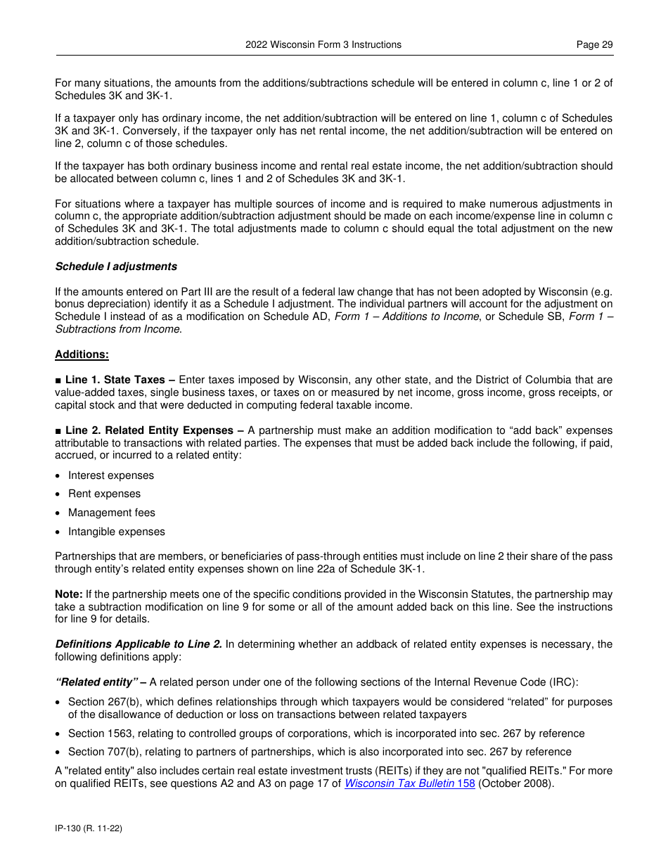 Instructions for Form 3, IP-030 Wisconsin Partnership Return - Wisconsin, Page 29