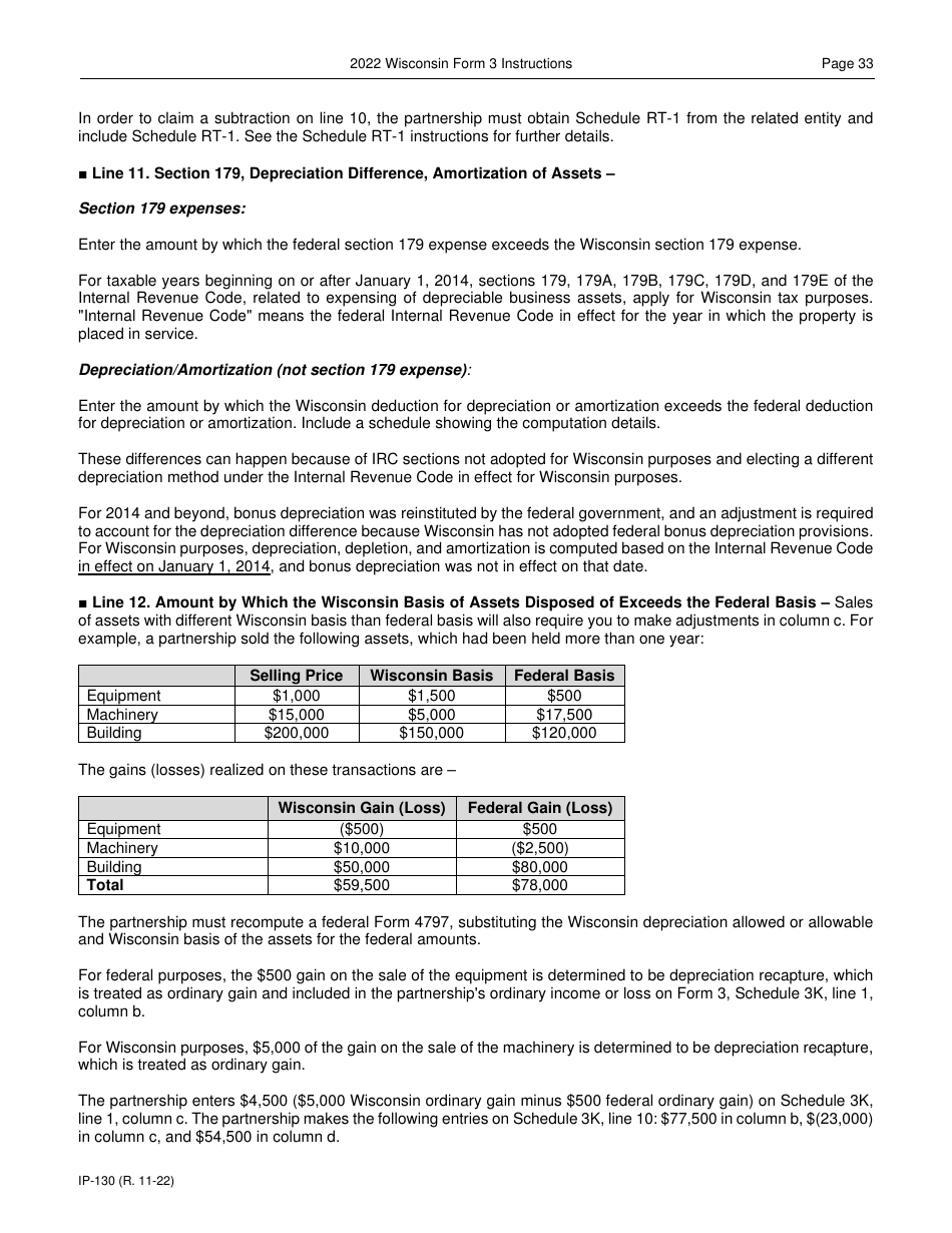 Instructions for Form 3, IP-030 Wisconsin Partnership Return - Wisconsin, Page 33