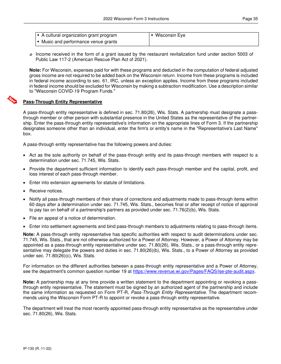 Instructions for Form 3, IP-030 Wisconsin Partnership Return - Wisconsin, Page 35