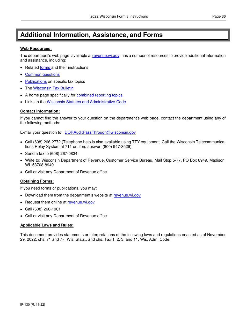 Instructions for Form 3, IP-030 Wisconsin Partnership Return - Wisconsin, Page 36