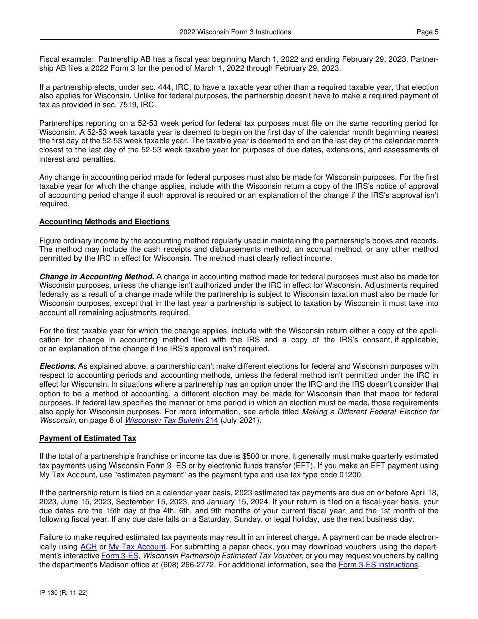 Instructions for Form 3, IP-030 Wisconsin Partnership Return - Wisconsin, Page 5