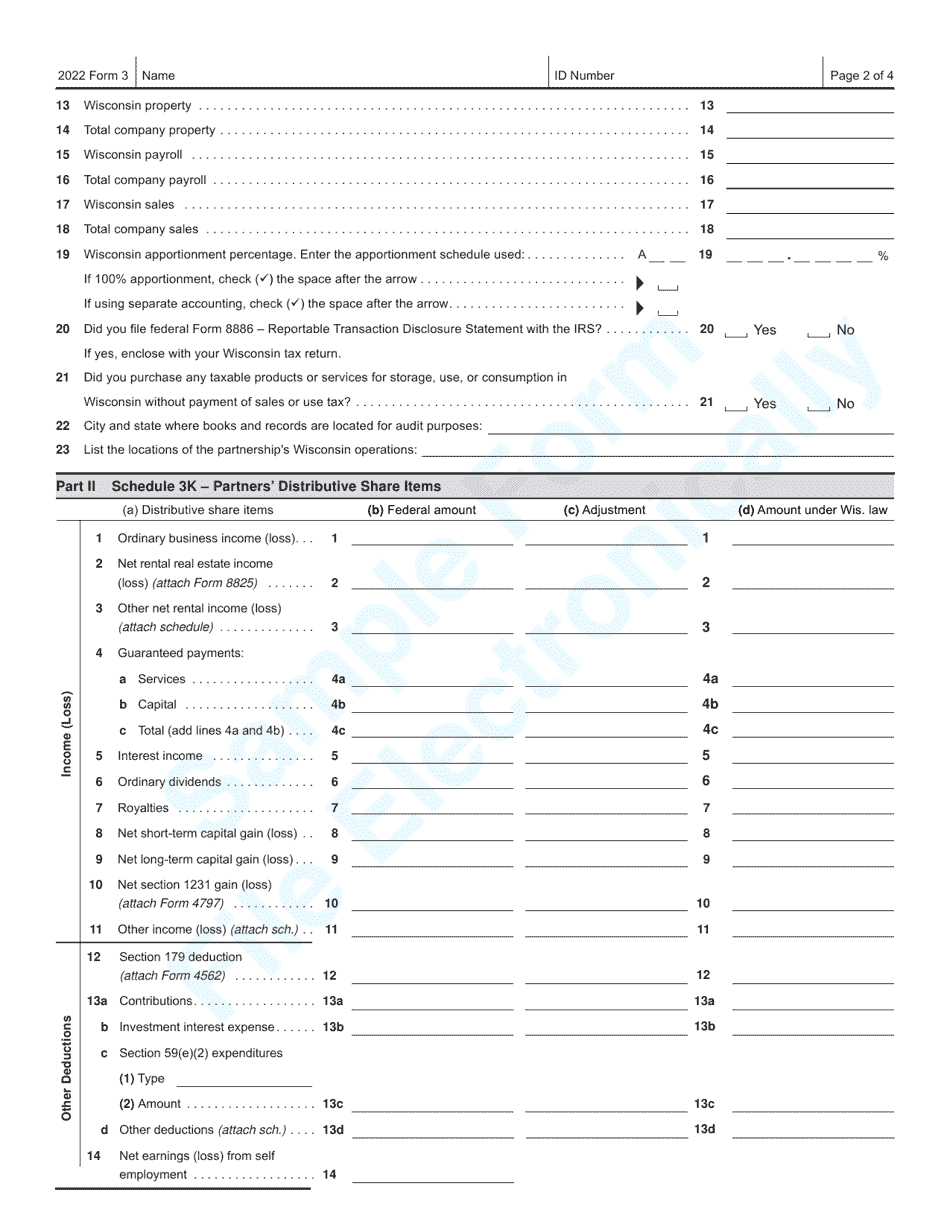 Form 3 (IP-030) Wisconsin Partnership Return - Sample - Wisconsin, Page 2