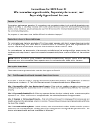 Document preview: Instructions for Form N, IC-045 Wisconsin Nonapportionable, Separately Accounted, and Separately Apportioned Income - Wisconsin