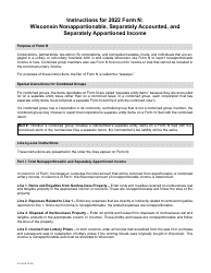 Instructions for Form N, IC-045 Wisconsin Nonapportionable, Separately Accounted, and Separately Apportioned Income - Wisconsin