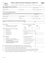 Document preview: Form IP-032 Schedule 3K-1 Partner&#039;s Share of Income, Deductions, Credits, Etc. - Wisconsin