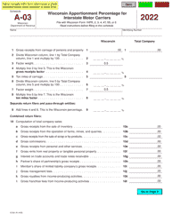 Form IC-301 Schedule A-03 Wisconsin Apportionment Percentage for Interstate Motor Carriers - Wisconsin