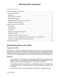 Document preview: Instructions for Form PW-1, IC-004 Wisconsin Nonresident Income or Franchise Tax Withholding on Pass-Through Entity Income - Wisconsin