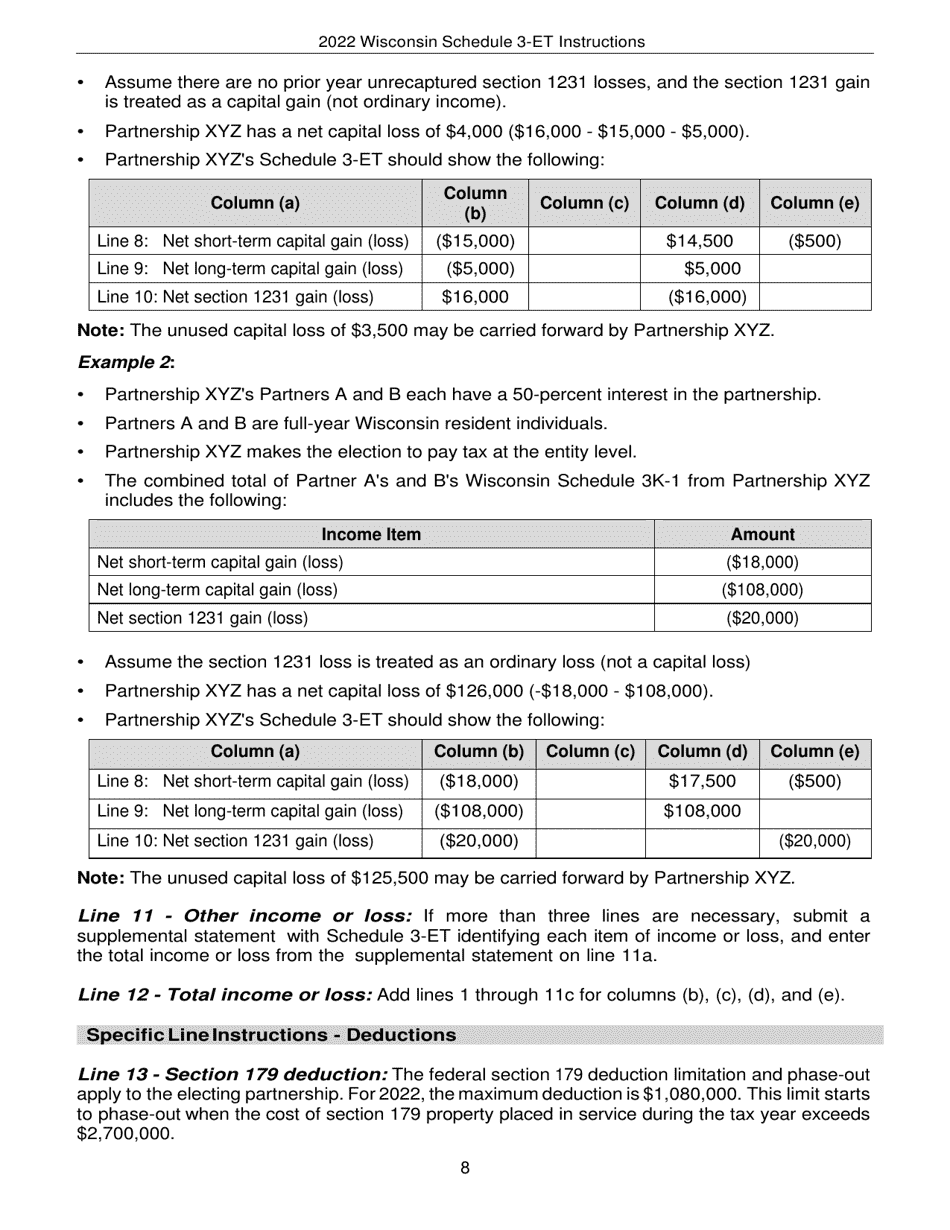 Instructions for Form IP-040 Schedule 3-ET Entity-Level Tax Computation - Wisconsin, Page 8