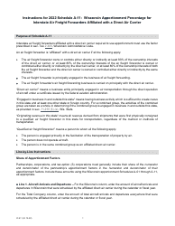 Instructions for Form IC-309 Schedule A-11 Wisconsin Apportionment Percentage for Interstate Air Freight Forwarders Affiliated With a Direct Air Carrier - Wisconsin