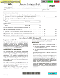 Form IC-077 Schedule BD Business Development Credit - Wisconsin