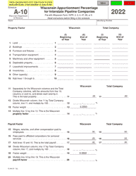 Form IC-308 Schedule A-10 Wisconsin Apportionment Percentage for Interstate Pipeline Companies - Wisconsin