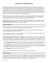 Instructions for Form IC-031 Schedule R Wisconsin Research Credits - Wisconsin