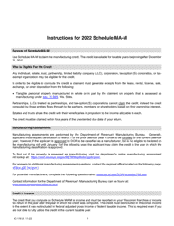 Document preview: Instructions for Form IC-016 Schedule MA-M Wisconsin Manufacturing Credit - Wisconsin