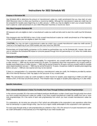 Instructions for Form IC-014 Schedule MS Wisconsin Manufacturer&#039;s Sales Tax Credit Carryforward Allowable - Wisconsin