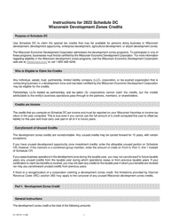 Document preview: Instructions for Form IC-032 Schedule DC Wisconsin Development Zones Credits - Wisconsin