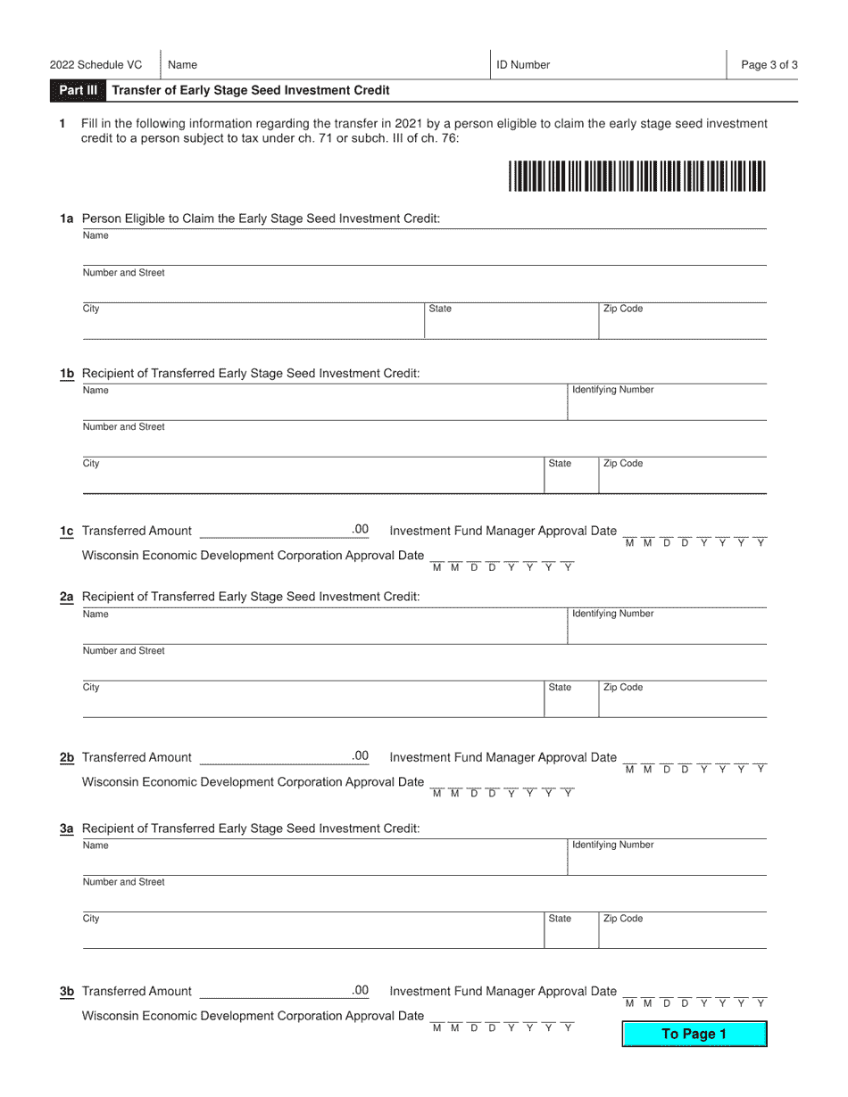 Form IC-039 Schedule VC Wisconsin Venture Capital Credits - Wisconsin, Page 3