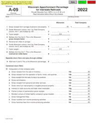 Form IC-307 Schedule A-09 Wisconsin Apportionment Percentage for Interstate Railroads - Wisconsin