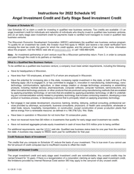 Instructions for Form IC-039 Schedule VC Angel Investment Credit and Early Stage Seed Investment Credit - Wisconsin