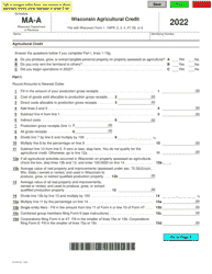 Form IC-015 Schedule MA-A Wisconsin Agricultural Credit - Wisconsin