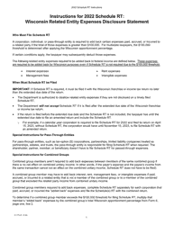 Document preview: Instructions for Form IC-075 Schedule RT Wisconsin Related Entity Expenses Disclosure Statement - Wisconsin