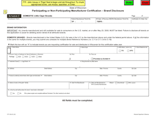 Document preview: Form CTP-122C Schedule C Participating or Non-participating Manufacturer Certification - Brand Disclosure - Domestic Little Cigar Brands - Wisconsin