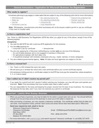 Instructions for Form BTR-101 Application for Wisconsin Business Tax Registration - Wisconsin