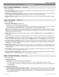 Instructions for Form BTR-101 Application for Wisconsin Business Tax Registration - Wisconsin, Page 2