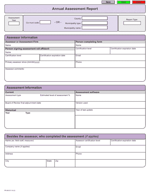 Form PR-800  Printable Pdf