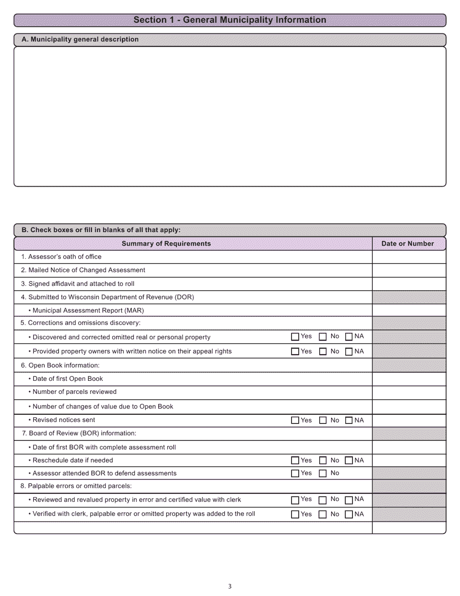 Form PR-800 Annual Assessment Report - Wisconsin, Page 3