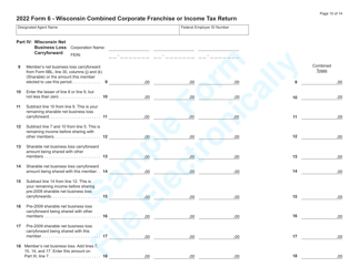 Form 6 (IC-406) Wisconsin Combined Corporate Franchise or Income Tax Return - Sample - Wisconsin, Page 10